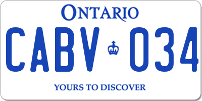 ON license plate CABV034