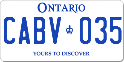 ON license plate CABV035