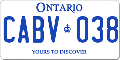 ON license plate CABV038