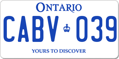 ON license plate CABV039