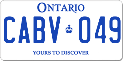 ON license plate CABV049