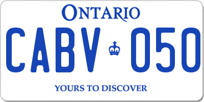 ON license plate CABV050