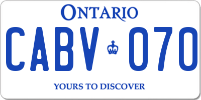 ON license plate CABV070