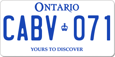 ON license plate CABV071