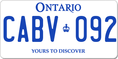 ON license plate CABV092