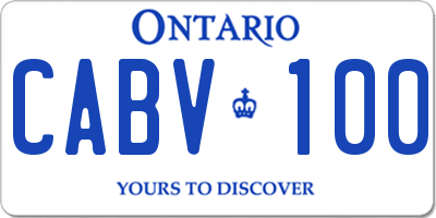 ON license plate CABV100