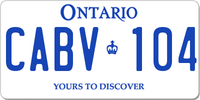 ON license plate CABV104