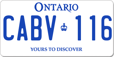 ON license plate CABV116