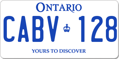 ON license plate CABV128