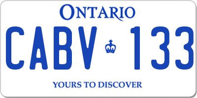 ON license plate CABV133