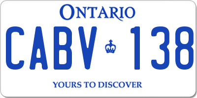 ON license plate CABV138