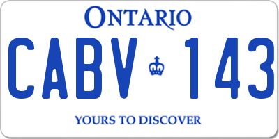 ON license plate CABV143