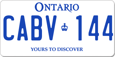 ON license plate CABV144