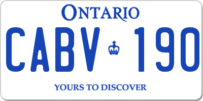 ON license plate CABV190