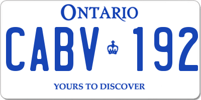 ON license plate CABV192