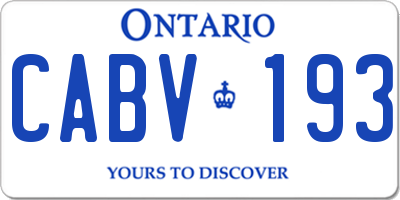 ON license plate CABV193