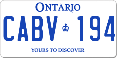 ON license plate CABV194