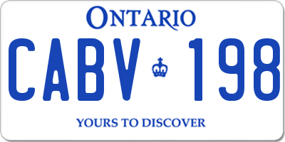 ON license plate CABV198