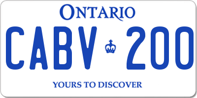 ON license plate CABV200