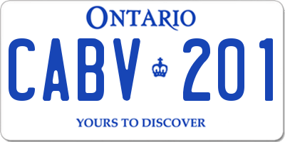 ON license plate CABV201