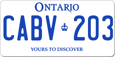 ON license plate CABV203