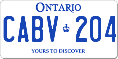 ON license plate CABV204