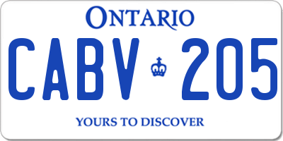 ON license plate CABV205