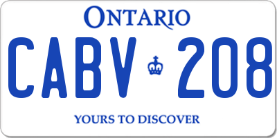 ON license plate CABV208