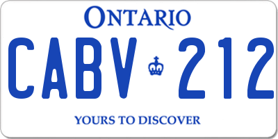 ON license plate CABV212