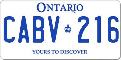 ON license plate CABV216