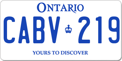 ON license plate CABV219