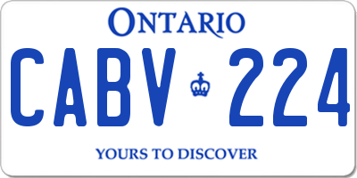 ON license plate CABV224