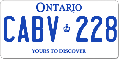 ON license plate CABV228