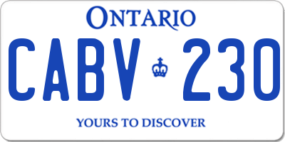 ON license plate CABV230