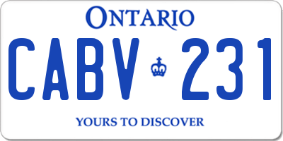 ON license plate CABV231