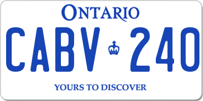 ON license plate CABV240