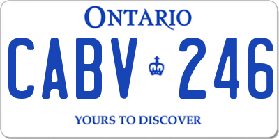 ON license plate CABV246