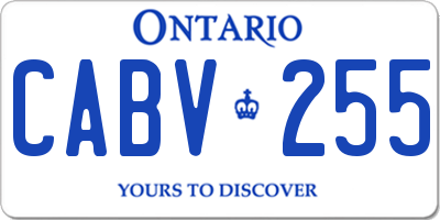 ON license plate CABV255