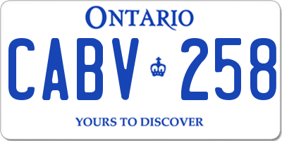 ON license plate CABV258