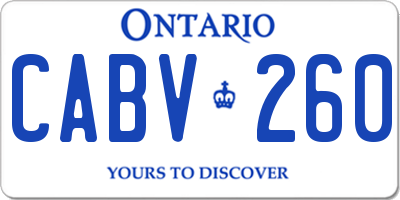 ON license plate CABV260