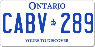 ON license plate CABV289