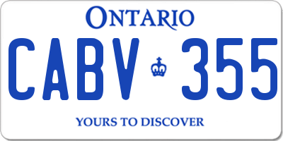 ON license plate CABV355