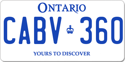 ON license plate CABV360