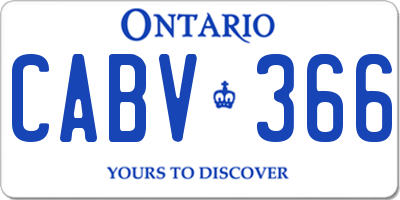 ON license plate CABV366