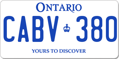 ON license plate CABV380