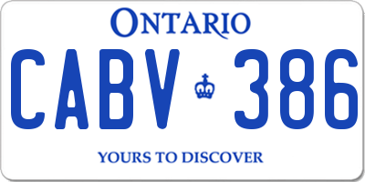 ON license plate CABV386