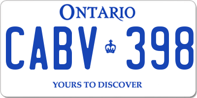 ON license plate CABV398