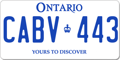 ON license plate CABV443