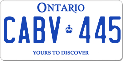 ON license plate CABV445