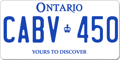 ON license plate CABV450